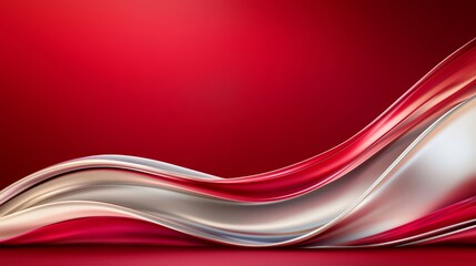 Obraz premium A red and silver abstract background with wavy lines