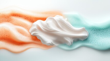 A close up of a whipped cream on a white background