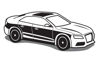 Abstract Classic vintage sports car silhouette vector 
illustration in black and white drawing style on a 
white background,coloring book.