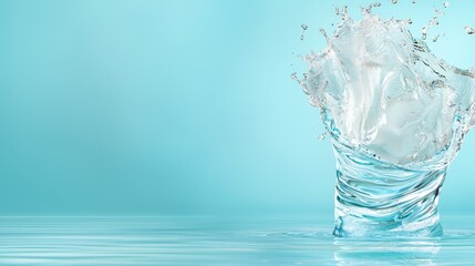 A glass of water with a splash of water coming out of it