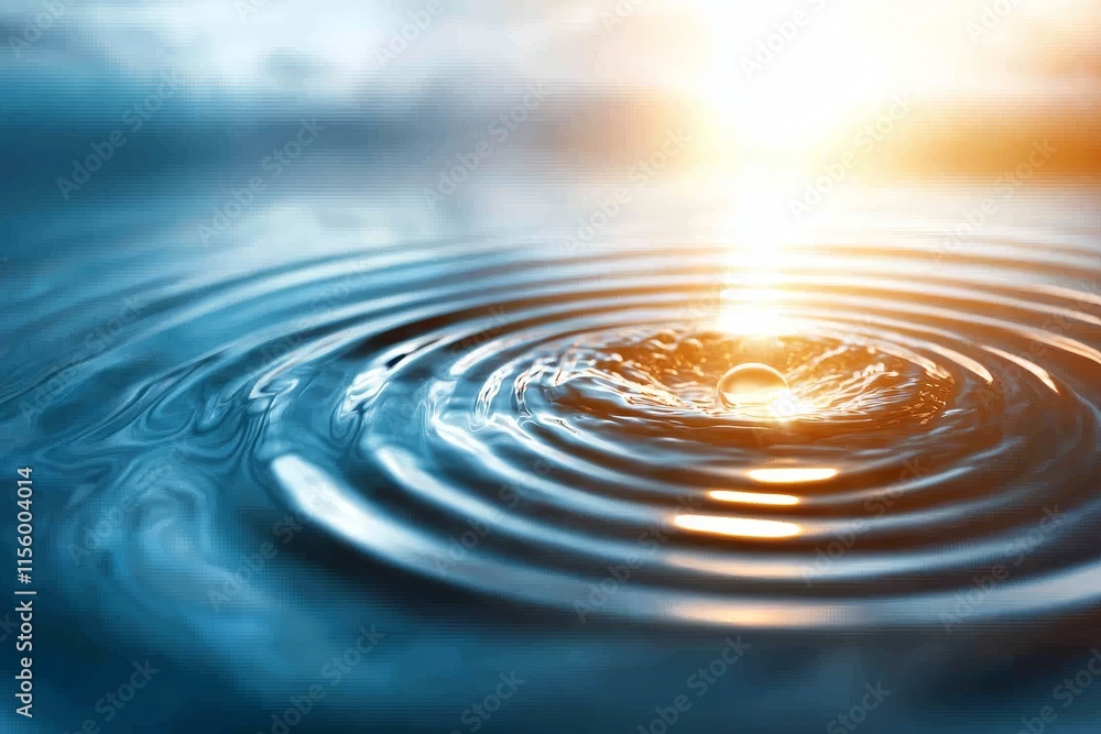Wall mural captivating close-up of water surface with ripple effect and sunlight reflection creating a dreamy a