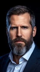 Fototapeta premium A man with a beard wearing a suit and white shirt