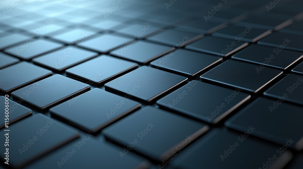 Poster abstract black square tiles with a textured surface arranged in a geometric pattern
