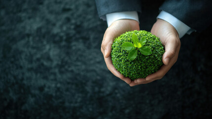 Earth Day Activist Holding Globe, Environmental Conservation Concept