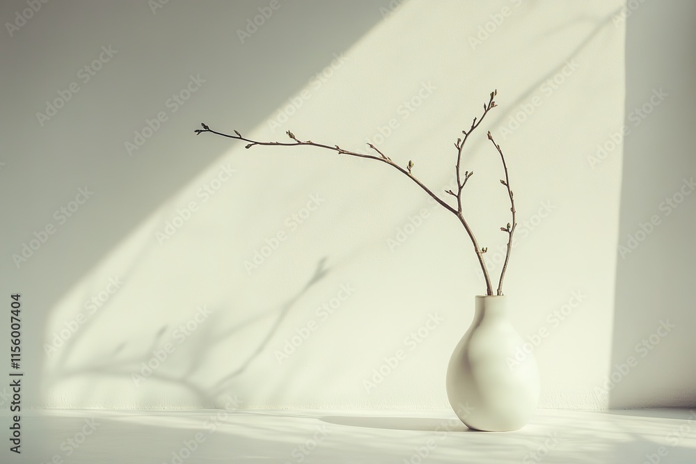 Poster minimalistic arrangement with delicate branches in simple vase,