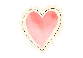 Watercolor doodle of a heart, vector illustration.