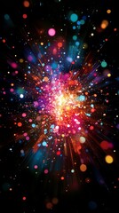 Obraz premium Colorful light reflections with blurred bokeh in a dark background