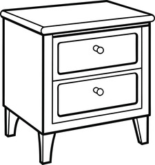 Editable Nightstand Outline Vector Graphic