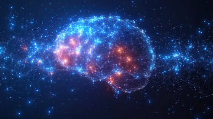 Low Poly Brain in Artificial Intelligence Concept