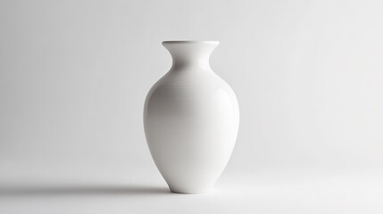 Minimalist white vase showcases elegant curves and smooth surfac