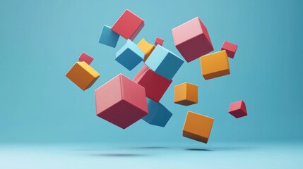 Obraz premium Abstract 3D Colorful Cubes Floating in Space: A Visual Representation of Creativity and Innovation