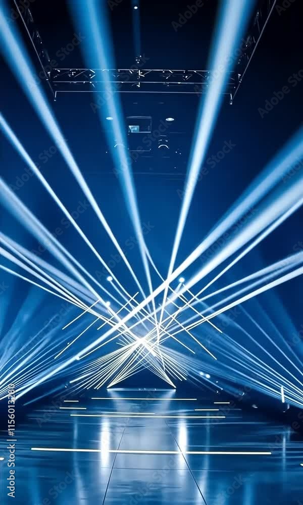 Poster dynamic light beams create excitement in dark atmosphere for stunning stage performances and events 