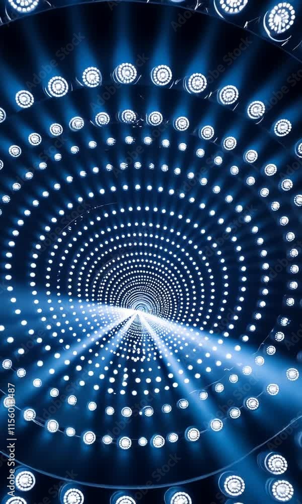 Poster mesmerizing spiral of blue lights creates stunning visual effect, drawing viewers into captivating d