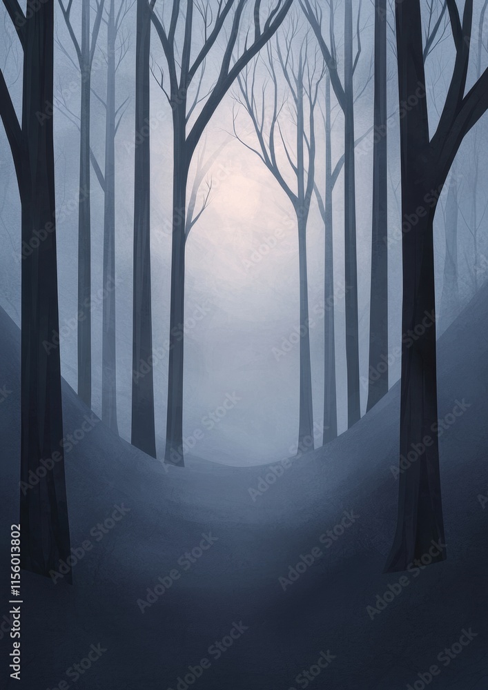 Poster a forest with trees and a path