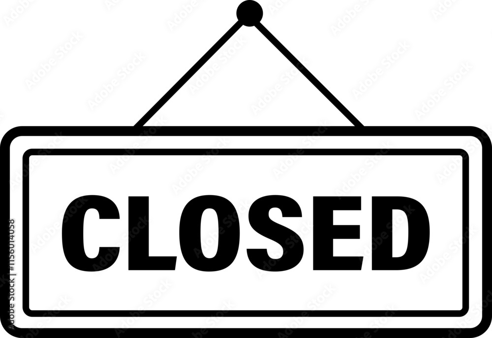 Fototapete closed sign board icon in trendy line style. button vector for graphic design isolated on transparen
