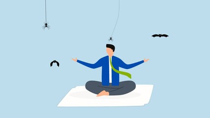 Stay focused in work and ignore distractions, 4k animation of composed entrepreneur reflect and focus on tasks amid interruptions. 