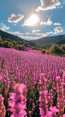 Beautiful pink flowers bloom in a vibrant garden during spring season