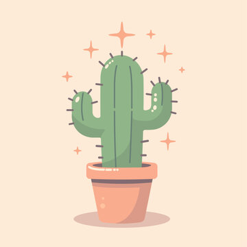 Cactus in a pot vector illustration