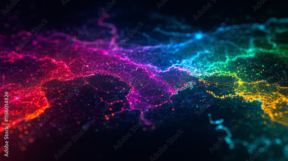 Aufkleber a vibrant, abstract representation of colorful interconnected lines resembling a digital network or 
