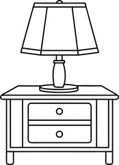 Editable Nightstand lamp Outline Vector Graphic