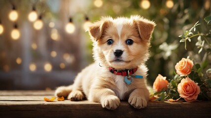Charming Puppy in a Bright, Cheerful Stock Photo Setting