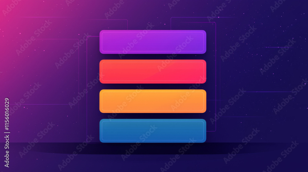 Aufkleber a modern graphic featuring stacked, colorful rectangular blocks against a dark background, creating 