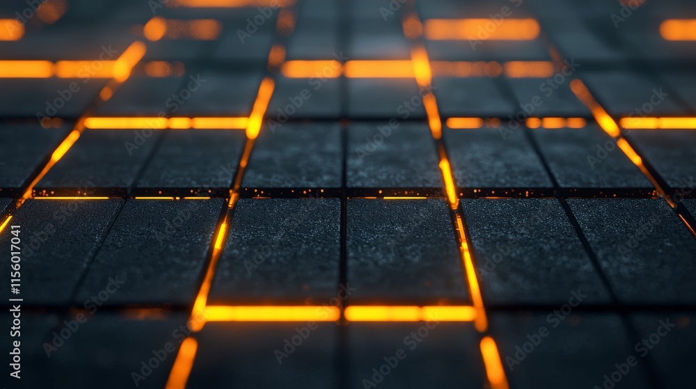 Aufkleber a close-up of a textured surface featuring glowing orange lines against a dark backdrop, creating a 