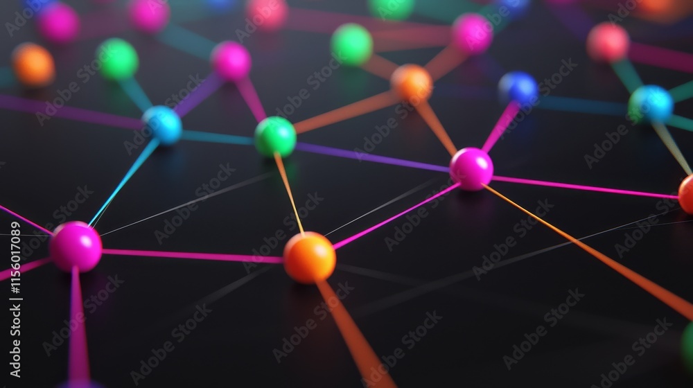 Aufkleber a colorful network of interconnected nodes and lines, showcasing a vibrant, abstract representation 