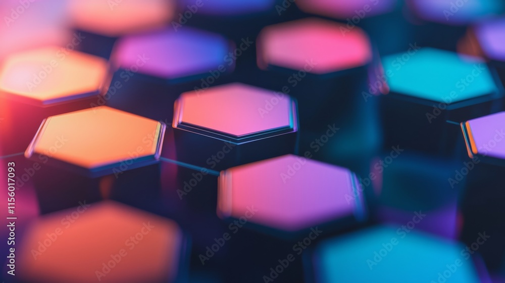 Aufkleber a vibrant close-up of hexagonal shapes in various colors, showcasing a visually striking abstract de