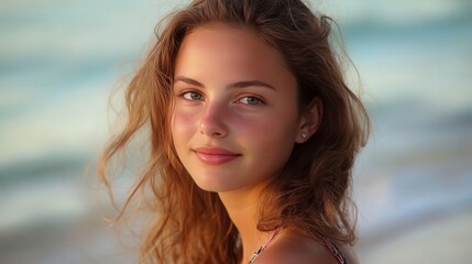 Portrait of a Gorgeous Young Woman Enjoying the Beach