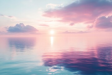 Obraz premium Serene sunset over calm waters, reflecting soft pastel hues and