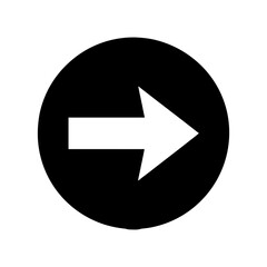 Circle with arrow Silhouette Vector in straight right direction. Right arrow line symbol isolated on white background stock illustration