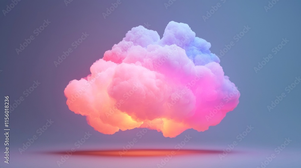 Poster a colorful, fluffy cloud floats against a soft gradient background, creating a dreamy and ethereal a