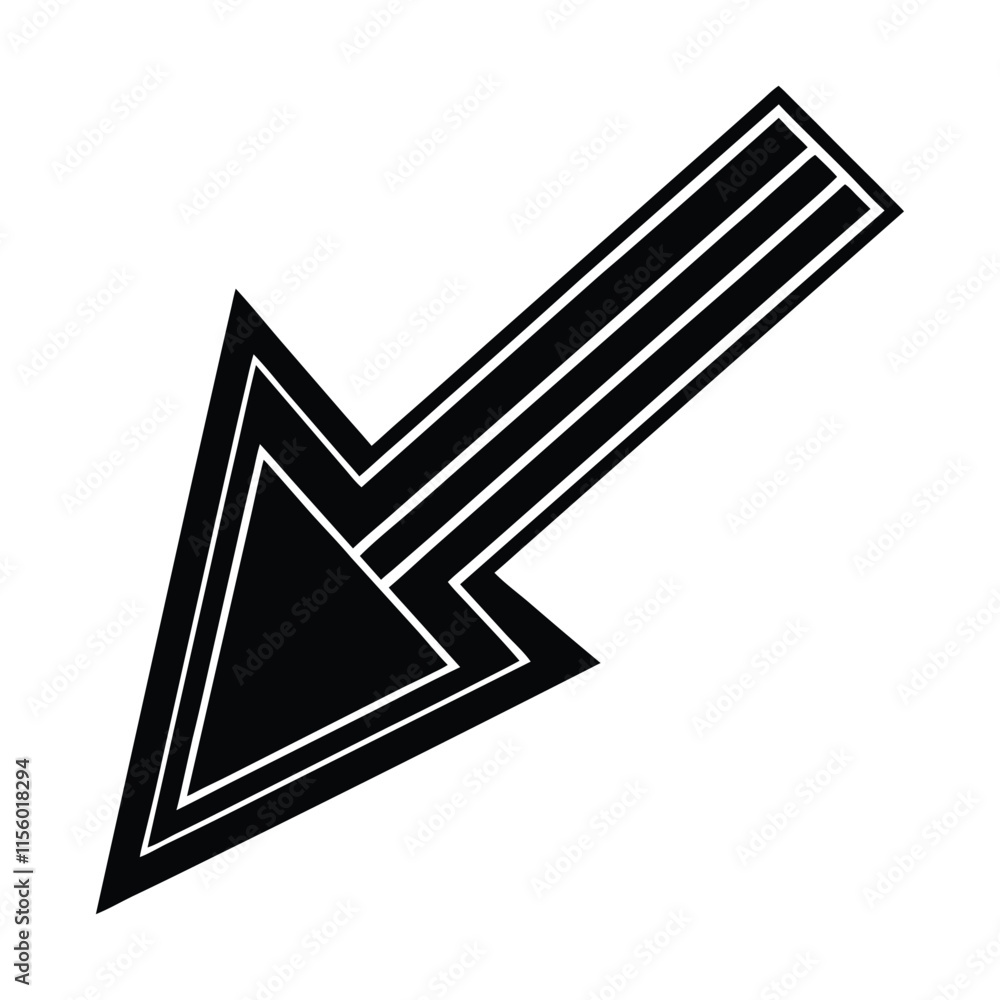 Poster arrow left down thin line icon vector image