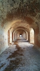 Obraz premium Brick archways leading to a serene path lined with moss in an outdoor garden