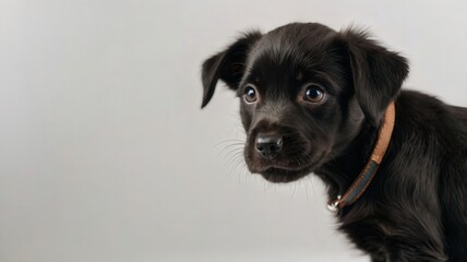 Fototapeta premium dog, black, animal, pet, puppy, labrador, canine, cute, retriever, isolated, breed, mammal, portrait, white, domestic, adorable, dogs, young