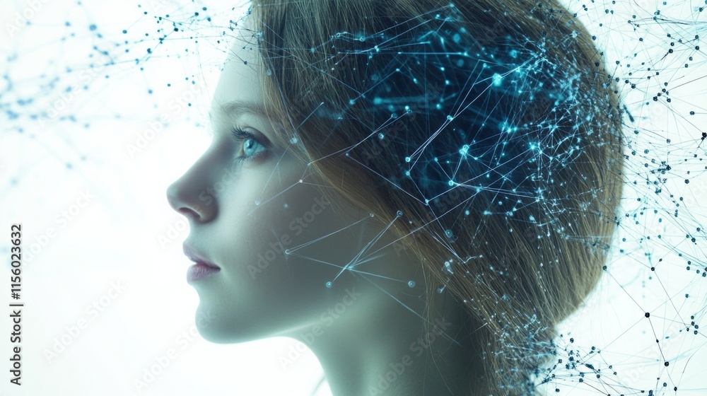 Poster futuristic ai interaction with digital interface