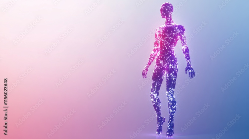 Poster futuristic ai interaction with digital interface