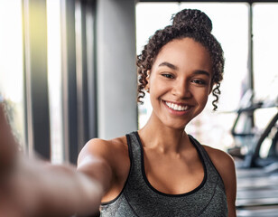 Fitness Woman Influencer Vlogging in Gym