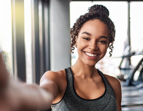 Fitness Woman Influencer Vlogging in Gym