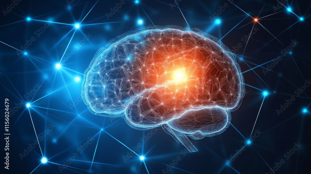Aufkleber futuristic high-tech brain with abstract design elements