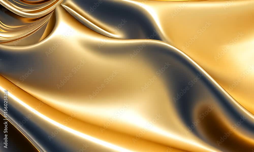 Aufkleber Abstract background features fluid metallic silk with dynamic wavy effects