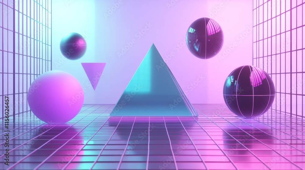 Poster collection of lowpoly 3d shapes of platonic solids. polygonal shapes basic linear algebra figures. v
