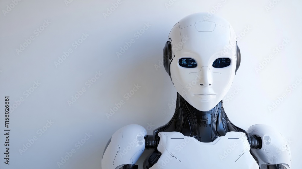 Poster high-tech finance robot with soft light background