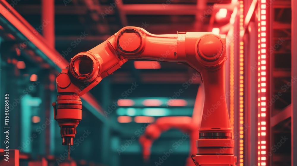 Poster modern robotic arm with clean lines and soft light