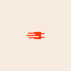 Red Electric plug in logo icon flat vector design. 