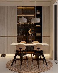 3d render modern kitchen