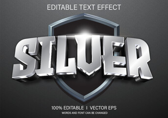 silver 3d vector text effect with modern style design