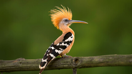 Obraz premium Close-Up of a Colorful Hoopoe Perched on a Wooden Branch