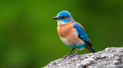 Obraz premium Vibrant Blue and Orange Bird on Natural Background